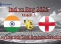 Ind vs Eng 5th T20I Dream11 Prediction