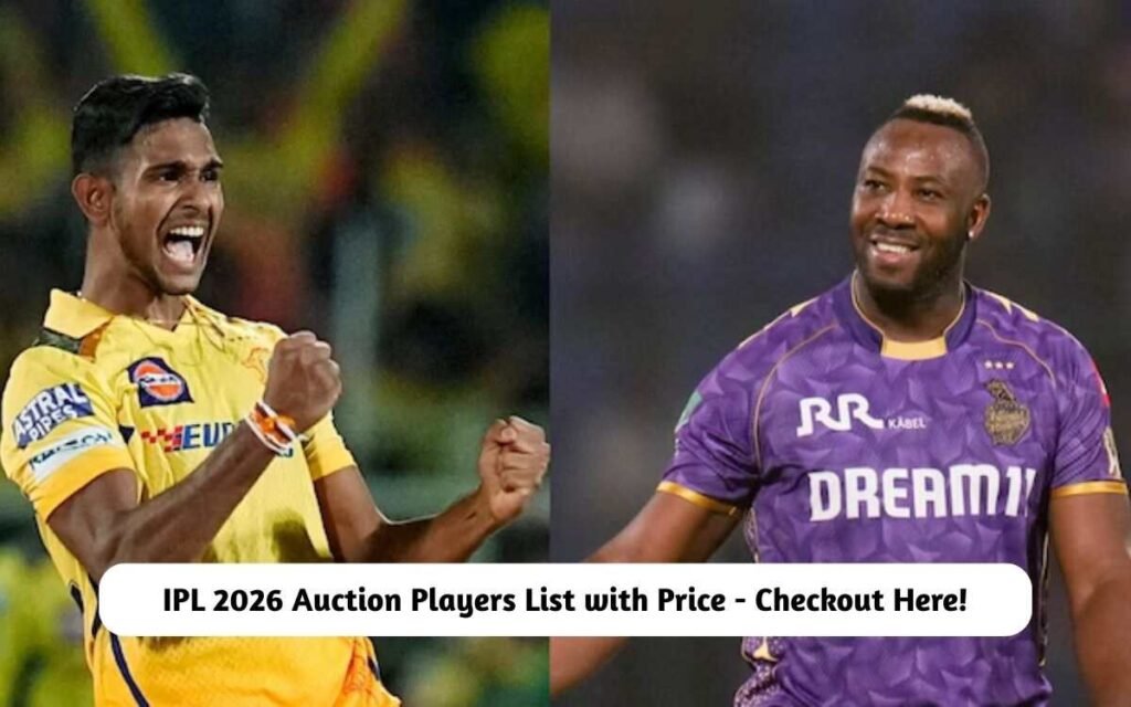 IPL 2026 Auction Players List with Price