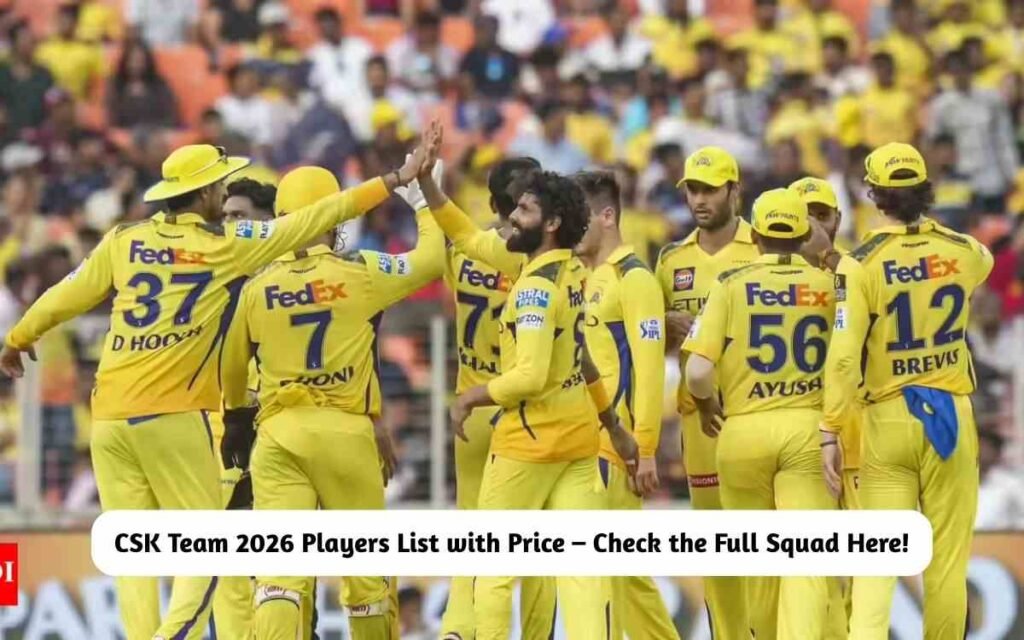 CSK Team 2026 Players List with Price